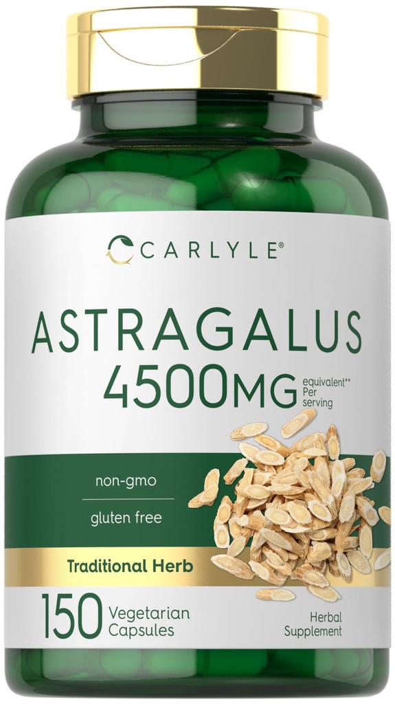 Carlyle Astragalus Saknes Kapsulas 4500mg - 150 Count - Veģetārs, ne-GMO, bez lipekļa papildinājums