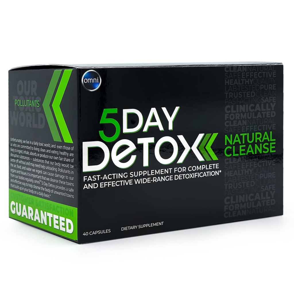 Wellgenix Omni 5 Day Detox tīrīt - Premium Natural Body Detox papildinājums, 40 kapsulas toksīna izvadīšanai, kopējais ķermeņa tīrīšana, atbalsts veselīgas aknas, nieres, urīna trakts, & gremošanas sistēma