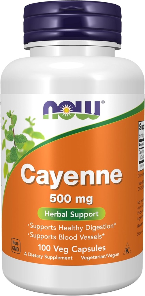 Cayenne (Capsicum annuum) 500 mg, augu izcelsmes uztura bagātinātāji, 100 Veg kapsulas