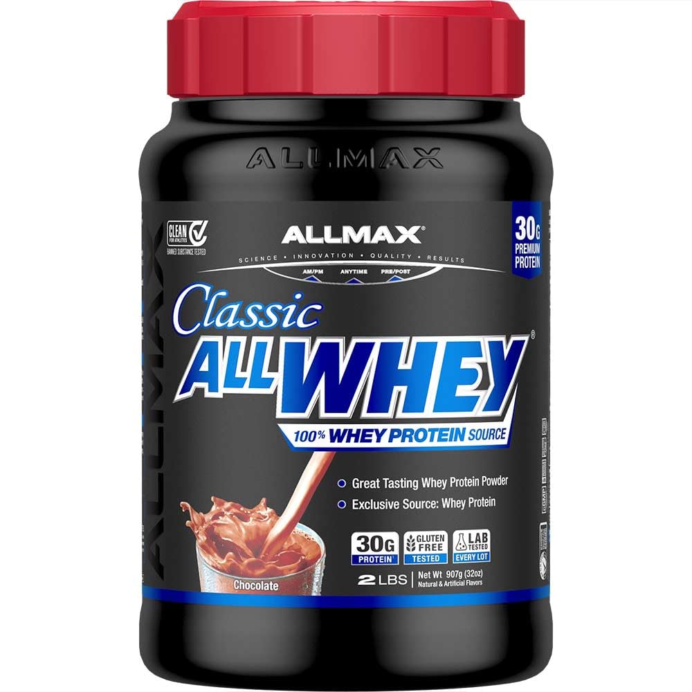 ALLMAX Uzturs AllWhey Classic 100 Sūkalu proteīna Šokolāde 2 mārciņas 907 g