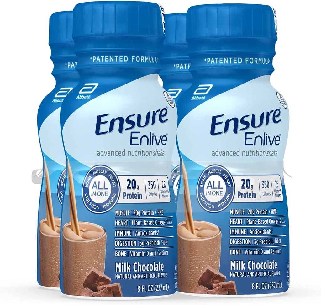 Nodrošināt Enlive Male Replacement Shake, 20g Protein, 350 kalorijas, Advanced Nutrition Protein Shake, Piena Šokolāde, 8 Fl Oz (iepakojums no 4)