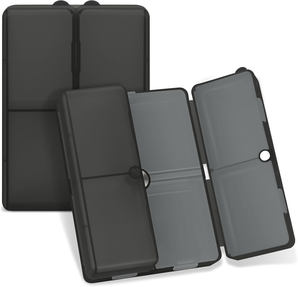 FYY Daily Pill organizētājs,7 Iedalījumi Portable Pill Case Travel Pill organizētājs,[Folding Design] Liels Pill kaste Purse kabatiņa turēt vitamīnus, Cod aknu eļļa, papildinājumi un zāles-Clear Black