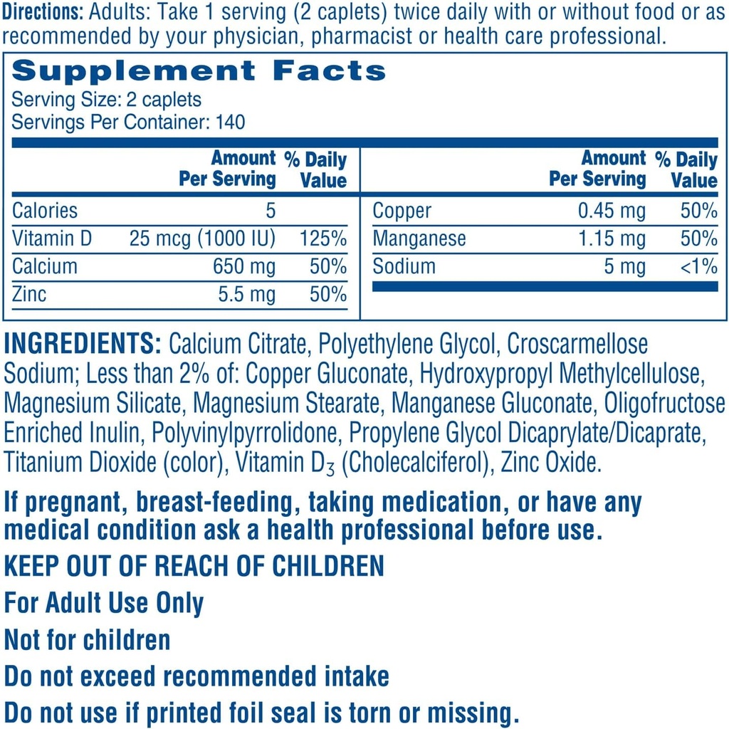Maksimālais Citrakals, izteikti šķīstošs, viegli sagremots, 630 mg kalcija citrāts ar 1000 SV D3 vitamīna, kaulu veselības papildinājums pieaugušajiem, Caplets, 280 skaitlis (1. iepakojumā)