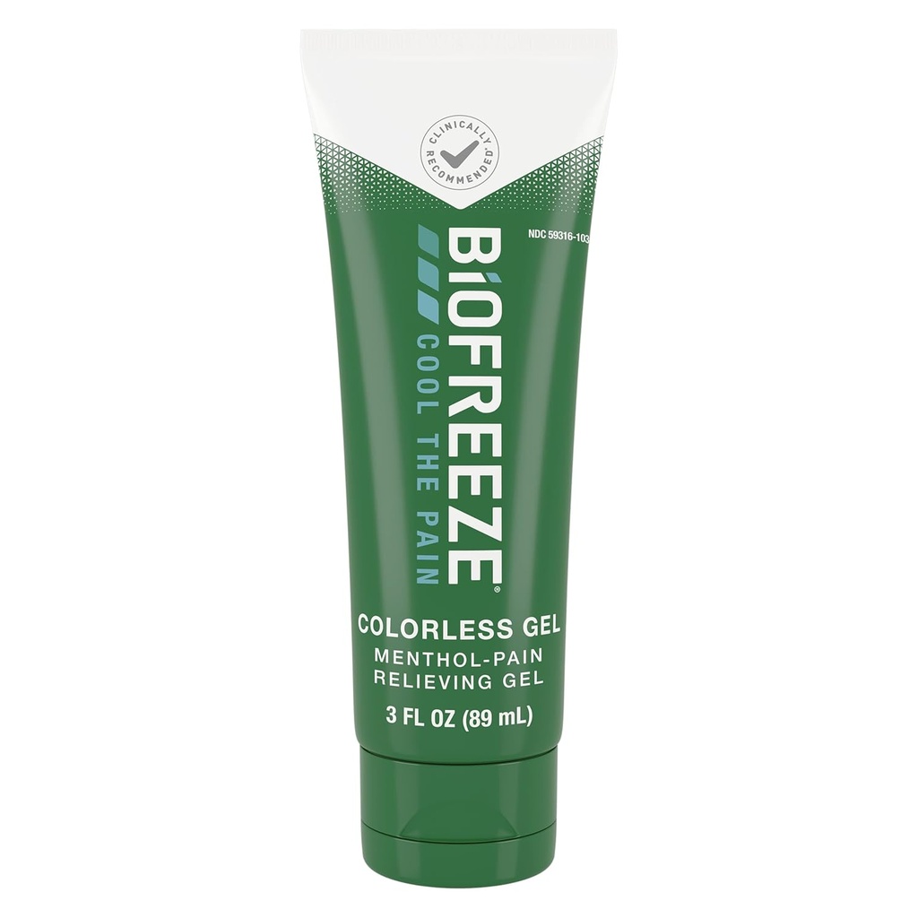 Biofrīze Mentol sāpes relieving Gel bezkrāsas Gel 3 FL OZ Tube sāpju atvieglošana saistīta ar skābo muskuļu, artrīts, vienkāršas muguras sāpes, un locītavu sāpes (iepakojums var būt)