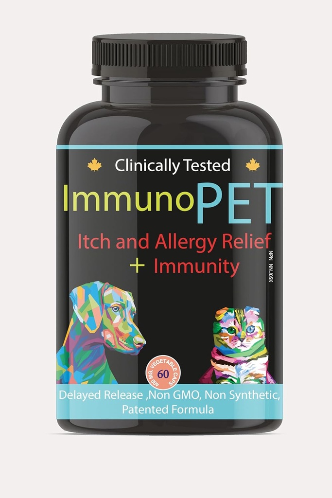 Nieze Ādas Reliefs suņiem un kaķiem - Karstā Spot Relief - Pet Alerģija Atbalsts - Kaķis un suns Ādas un Apvalka papildinājums - Pet Immunity Atbalsts - 60 Caps