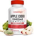 Ābolu sidra Etiķa kompleksās kapsulas - 90 dienu barošanas kapsulas Gut atbalstam, līdzsvarots svars un ķermeņa detokss - visi dabīgie B6 vitamīns, Kelp, kālijs, un Spirulīna papildinājums pēc Cidermax