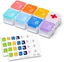 Medicīna Organizators, DIY Travel Weekly Pill Organizatora futrālis, Daily Pill Box/Container 7 Day, Pill Dispenser/Container Vitamīnu/zivju eļļas (1 laiks A diena, varavīksne)