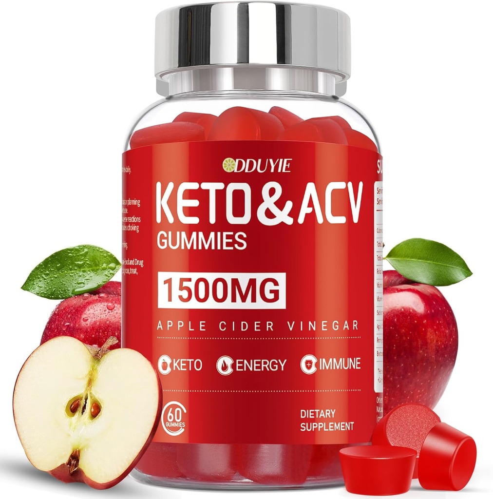 Brilhante Keto ACV Gummies - 1500mg Ābolu Sidrs Etiķis Gumijas ar granātāboliem Bietes un vitamīns B12 B6 - vīriešiem un sievietēm - ĢMO bezmaksas & vegan - 60 Count