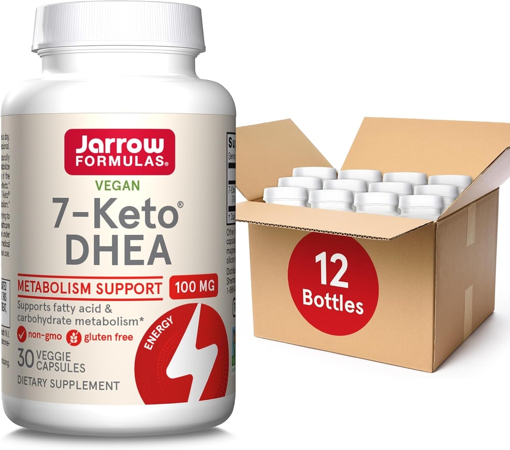 Jarow Formulas 7-Keto DHEA 100 mg, uztura papildinājums taukskābei un karbohidrātam Metabolisma atbalsts, 30 Veggie kapsulas, 15-30 dienu iepakojums, 12 devu iepakojums