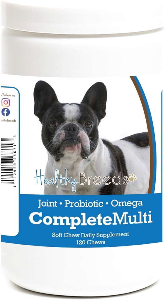 Veselīgi šķirnes franču buldogs Visi vienā multivitamīnu Soft Chew 120 Skaits