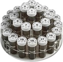 Ikmēneša Pill Pudeļu Organizators Caddy - 31 Skaitlētas Pilna izmēra Pill Pudeles w Child-Proof Lids par katru dienu Mēneša Skaidrs Rack un viegli izmantot ikdienas devu medikamentu vitamīnu un piedevas