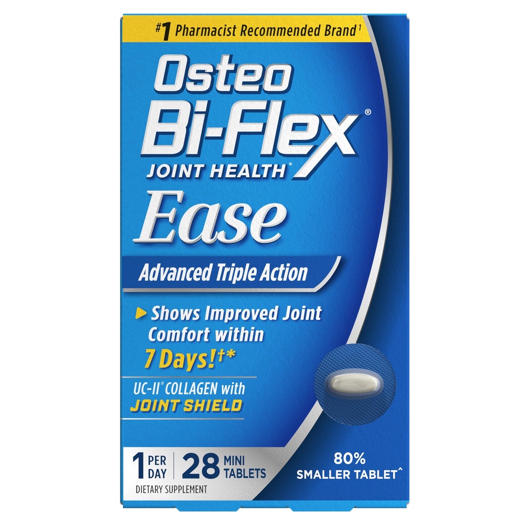 Osteo Bi- Flex Ease Advanced Triple Action with Vitamīna D locītavu papildinājumi, Mini- Tablets, 28 Skaits