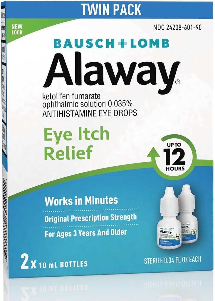 Alaway Antihistamine, acu nieze Reliefs Drops, Twin Pack, 0,34 fl oz Katrs