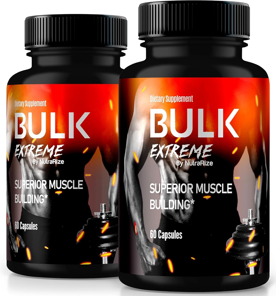 (2 Pack) Bulk Extreme Superior Muskuļu ēka Advanced Formula, Bulk Extreme for Lean Muskuļu masa vīriešiem, visi dabas muskuļu celtnieks, vīriešu tabletes fizisko sniegumu, Atsauksmes (120 kapsulas)