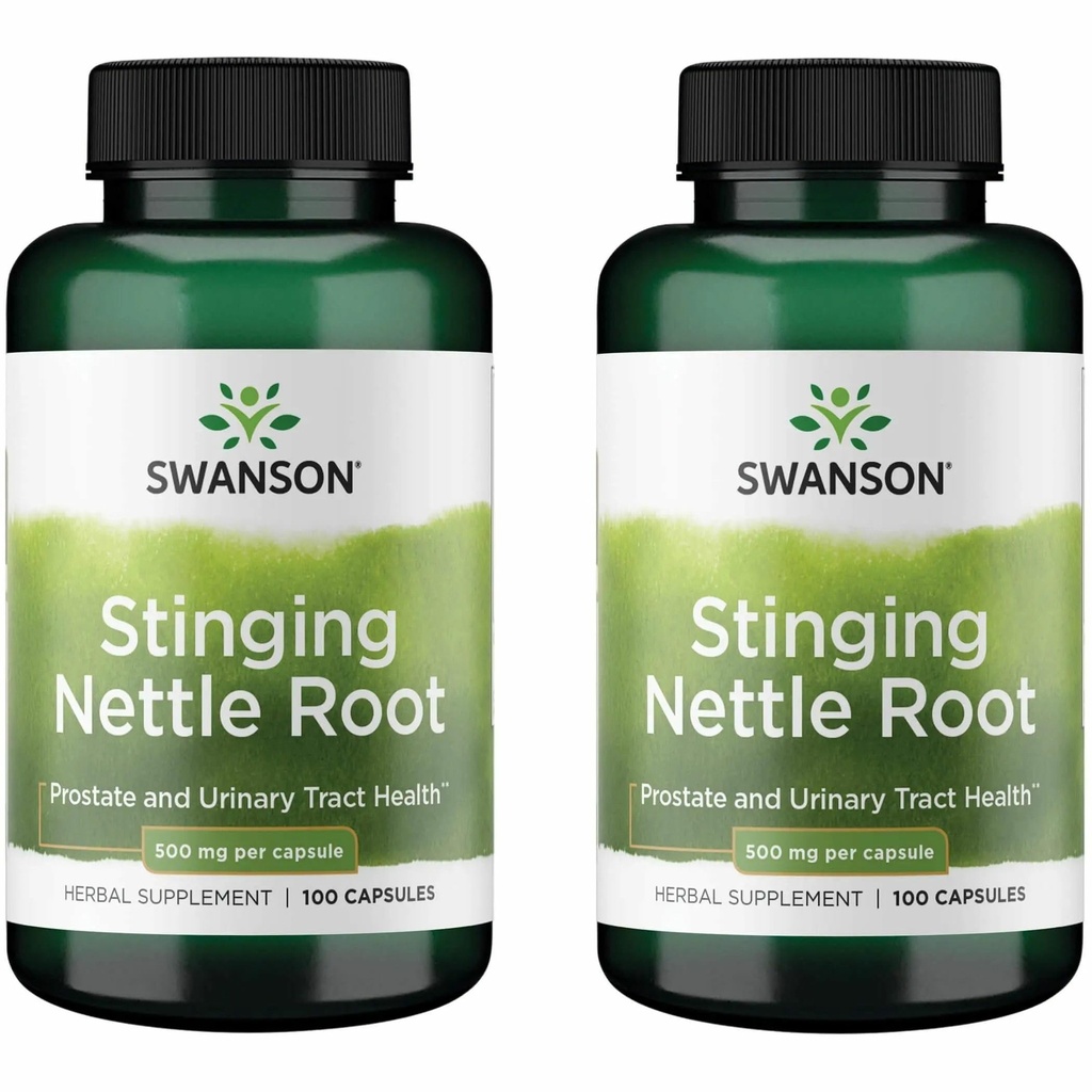 Swanson Stinging Nettle Root (Urtica Dioica) - augu valsts papildinājums - (100 kapsulas, 500 mg) (2 iepakojumi)