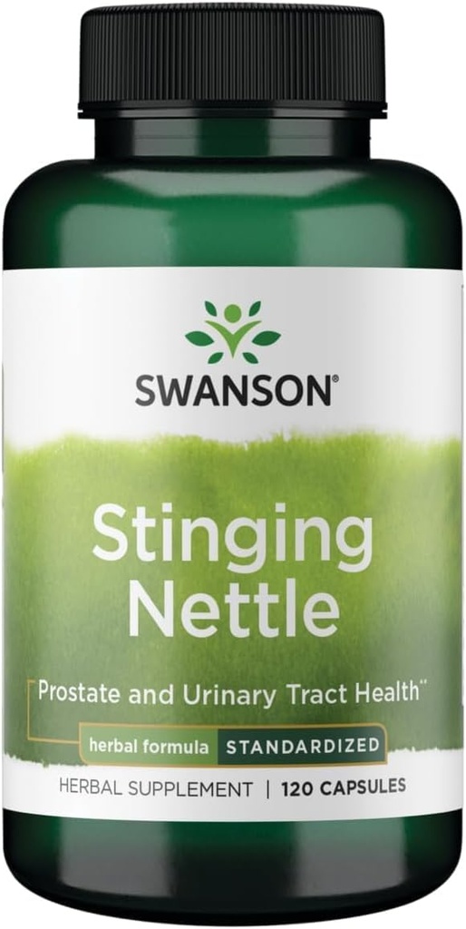 Swanson Stinging Nettles - Augu Papildinājums Prostata Veselība un Urīnceļu Atbalsts - Dabas Formula Atbalstot Respiratorās veselības un šķidruma līdzsvars - (120 Kapsulas)