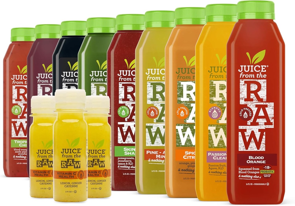 Sulas no Raw 9 dienu vitamīnu C Imunity tīrīšanu Vispopulārākās sulas tīrīšanu / Detox / 100% Raw Auksti presētas sulas (18 pudeles + 9 šāviņi)