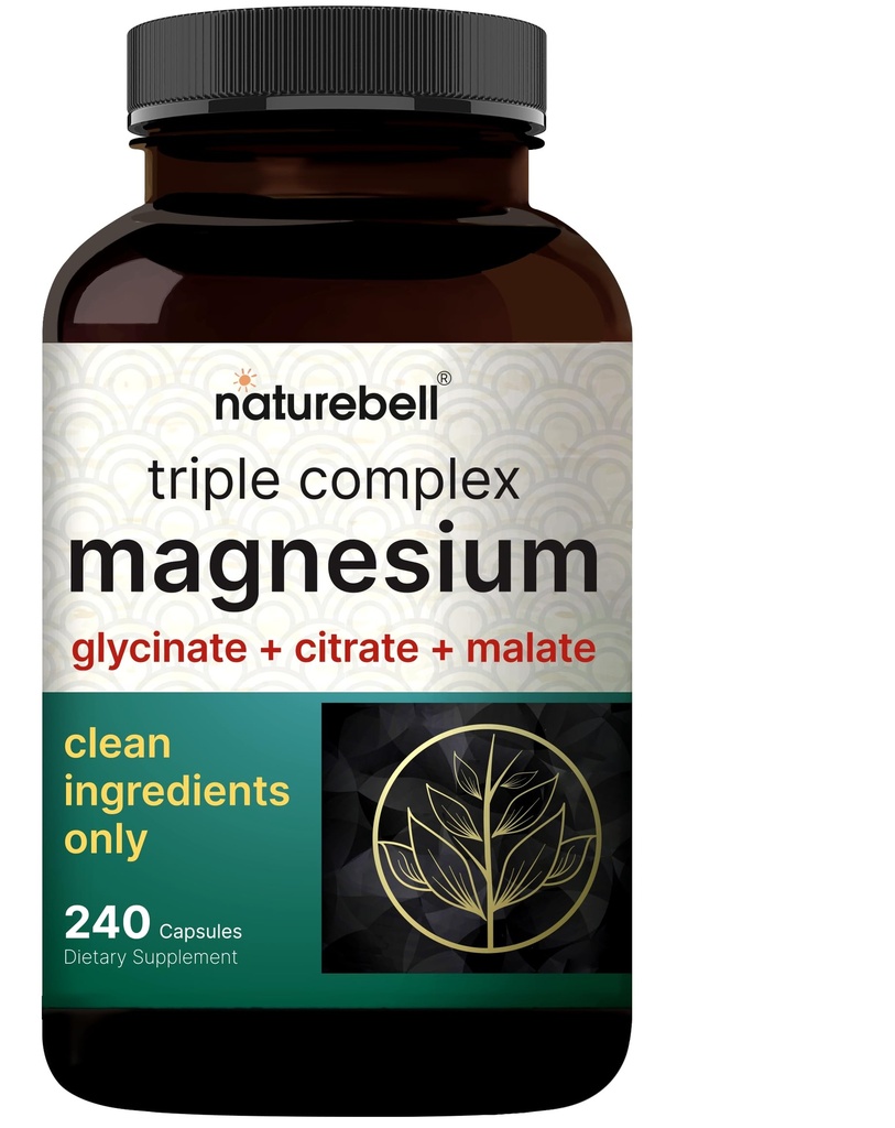 Magnija komplekss 1,000mg, 240 Kapsulas; Trīskāršs magnija komplekss ar glicinātu, citrāts, malāts; Čelēts un attīrīts; Kauls, sirds un muskuļu atbalsts;