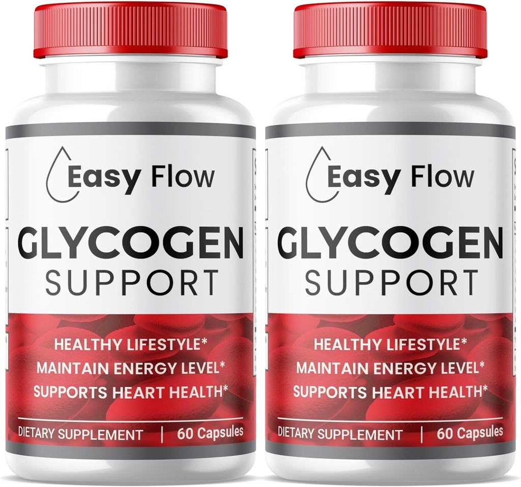 (2 Iepakojums) Easy Flow Glycogen, EasyFlow Glycogen atbalsta kapsulas, Glyco Optimizer formula, Dabīgs asinsvada tīrītājs, Premium Easy Flow Glycogen atbalsts (120 kapsulas)