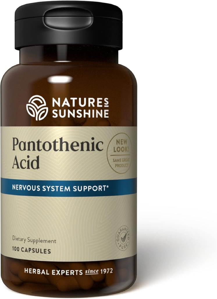 Dabas saulīte Pantothenic Acid, 100 kapsulas ” vitamīns B5 atbalsta nervu sistēmas, palīdz virsnieru Gland funkcijas, un ir nepieciešams, lai noteiktu hormoni