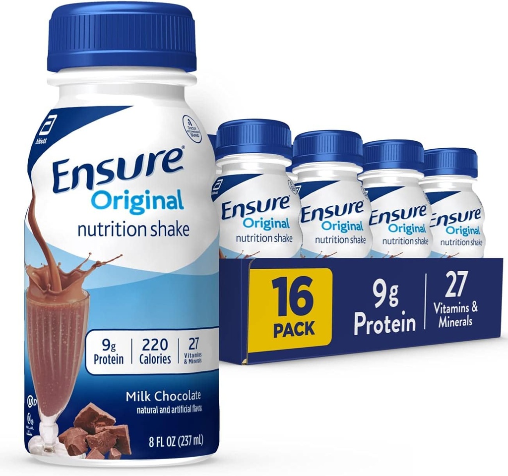 Nodrošināt Original Milk Chocolate Nutrition Sakratiet, Maza maltīte Rezerves Shake, Gatavs dzert, 9g Olbaltumvielas, 27 Vitamīni un minerālvielas, 8 fl oz - 16 iepakojums
