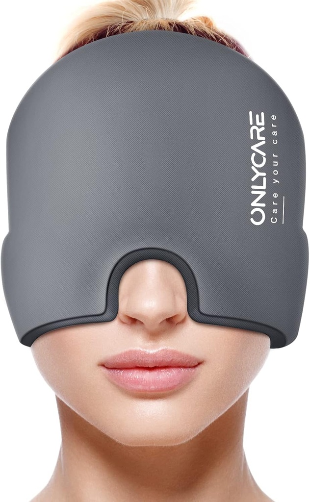 TIKAI KOPĪGĀ MIGAINE Relief Cap, Nomierinoša Migraine Mask,Upgraded Oderless Gel Lead Head Wrap, Karstā un aukstā terapija, FSA vai HSA Piemērots Galvassāpes Ledus iepakojums spriedzei un stresam (Grey)