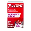 Tylenol Extra Strength Izšķīdiniet iepakojumus, 500 mg Acetaminofena izraisītu sāpju relivera un drudža reduktoram, uz-Go pulvera iepakojumam mazām sāpēm un sāpēm, Ibuprofēnam un no aspirīna brīvam, Berry Flavor, 12 sn