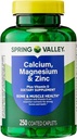 Kalcijs, magnijs, cinks un D3 vitamīns. Pavasara ielejas kalcija magnijs ar Plus vitamīns D3 Caplets Diētiskais papildinājums, 250 Skaita bariņš ar Luall ir 45 Diabēts Dekodēts