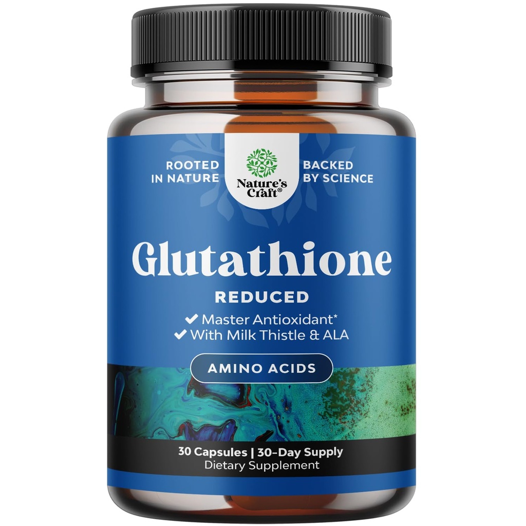 Samazināts glutationa papildinājums ar pienu Thattle - 500 mg uz vienu pakalpojumu Pure L Glutatione ar alfa liposkābe un piens Thattle Silymarin - 30 Skaits