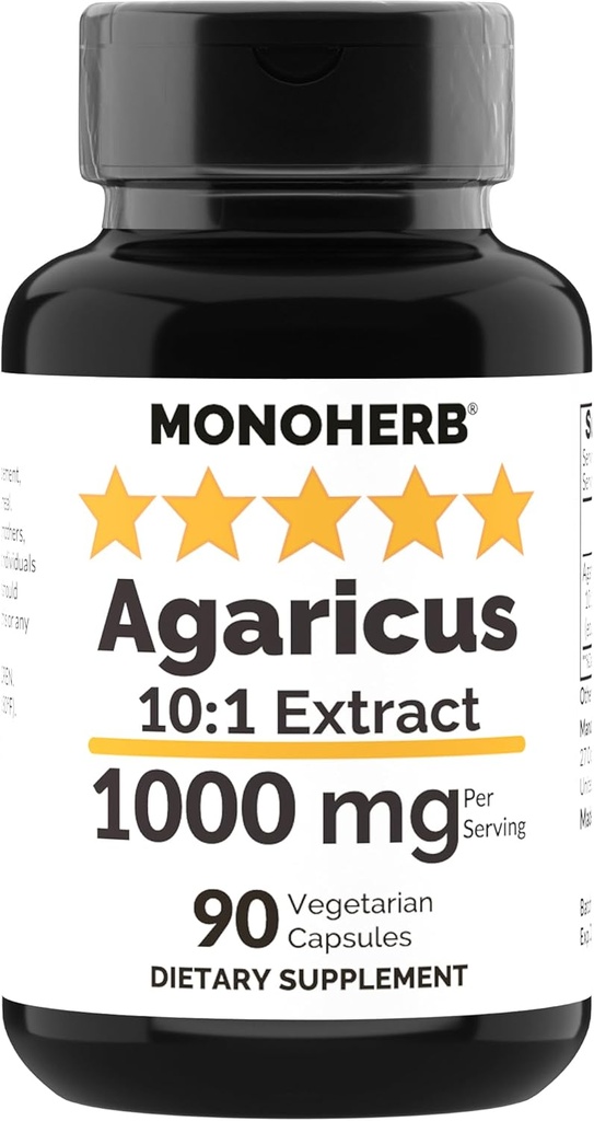 MONOHERB Agaricus sēņu ekstrakts 1000 mg - 90 Veģetārās kapsulas