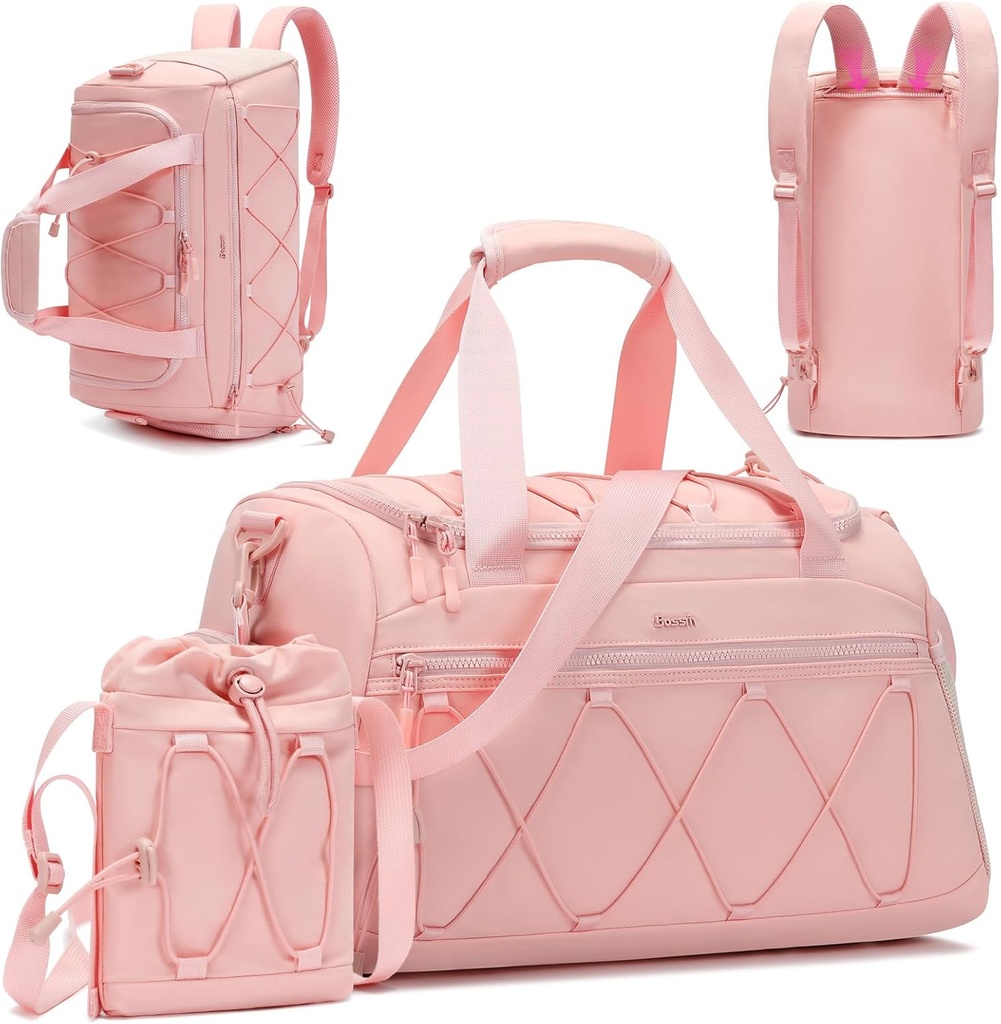 Pink Women's 40L Gym Duffel ar kurpju nodalījumu - Carry On Weekender Nakšņošana Bag - Personīgais postenis Travel Workout Tote