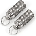 Titāna ūdensizturīgs Keychain Pill Holder Konteiners, Portable Mini Size Pill Kaste Āra ceļojumu kempings (2 Pack)