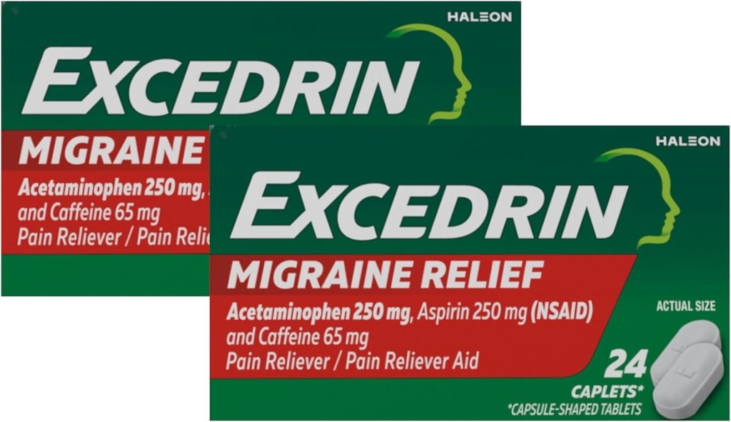 Ekscedrīns Migrēna Sāpes Reliver Caplets 24 ea (2. iepakojums)