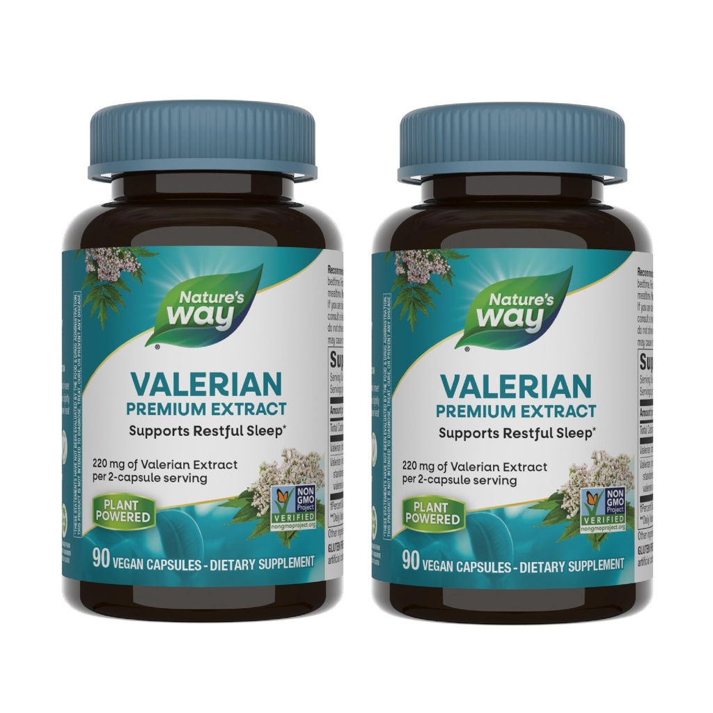 Dabas ceļš Valeriāna Premium ekstrakts - 220 mg valerijas ekstrakts uz 2-kapsulu Kalpošana - Atbalsta Restful Miega* - Ne-GMO projekts Verified - Augu bagātinātāji - Bez lipekļa - 90 kapsulas (2 iepakojums)