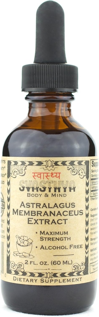 SVASTHYA BODY & MIND Astragalus Membranaceus Šķidrais ekstrakts - Palielina imūnās sistēmas un garīgo skaidrību, dabas dziedināšana un stresa atvieglojums, ražoti ASV, GMP, 2oz
