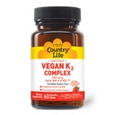 Country Life® Vegan K2-500 mcg, 60 Ct. košļājamās tabletes. Zemeņu Flavor - Certified Gluten Free - Certified Vegan by AVA – atbalstīt kaulu veselību