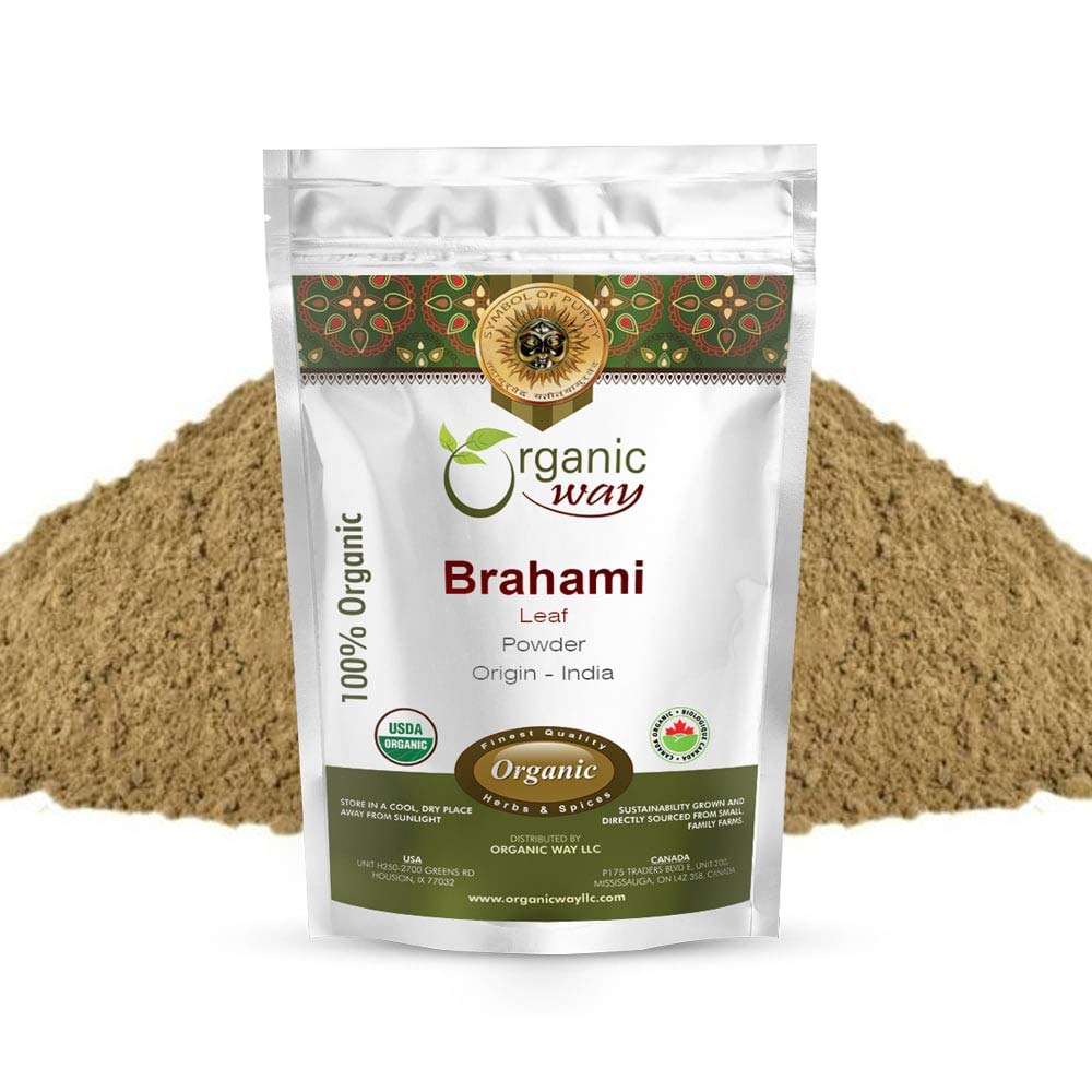Organiskais ceļš Brahmi Leaf pulveris (Bacopa Monnieri) - Organic & Kosher Sertificēts        - Raw, Vegan, Non GMO & Gluten Free -- USDA Sertificēts izcelsme - Indija (16 Oz)