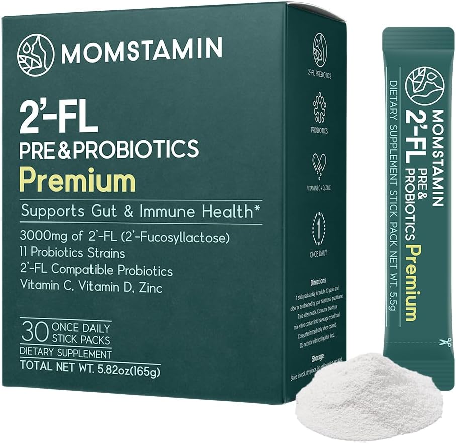 MOMSTARIN HMO(Cilvēka piena Oligosaharīdi) Super Prebiotikas un probiotikas sievietēm, Vīriešiem: Imūnās Gremošanas Papildinājums ; HMO Probiotikas; HMO Papildinājums; Prebiotikas; Pulveris; IBS Relief - 30 Packets