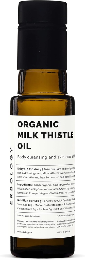 Erboloģija Organiskais piens Dateļu eļļa 3.4 fl oz - Auksti presēta - augsts E vitamīns - Detoksikācijas - Taisna no Farm - Ne ĢMO - Nav piedevas vai konservanti - Pārstrādājama stikla pudele