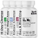 Jaunieši un toniku Complete Multi-Organ Detox & Remonts – 15 dienu Colon Cleanse, Nieres, Gut & Kuņģis Tīrītāji ar ūdens bilances atbalstu pilna ķermeņa Detox, gāze un uzpūšanās un aknu veselība, 150 tabletes