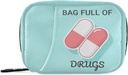 Naanle Medical Pill Pill Box 7 Day Case Bag Travel Organizators ar rāvējslēdzēju Portatīvs Nedēļas Kompakts Izmērs Vitamīnu Papildinājums Turētājs Karikatūra Zila Balta 4.6 x 3.14 x 1.88 Inch, 1.0 Skaits