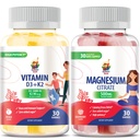 Magnija Gumijas bērniem un pieaugušajiem - 500mg un vitamīns D3 K2 Gumies 5000 SV. Mierīgs magnija košļājamās rotaļlietas - magnija citrāts košļājams papildinājums Mood & Muskuļu atbalsts