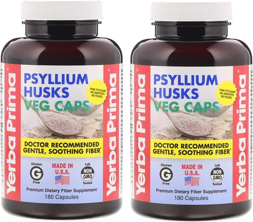 Yerba Prima Psyllium Husks Fiber Veg Caps - 180 (2. iepakojums)