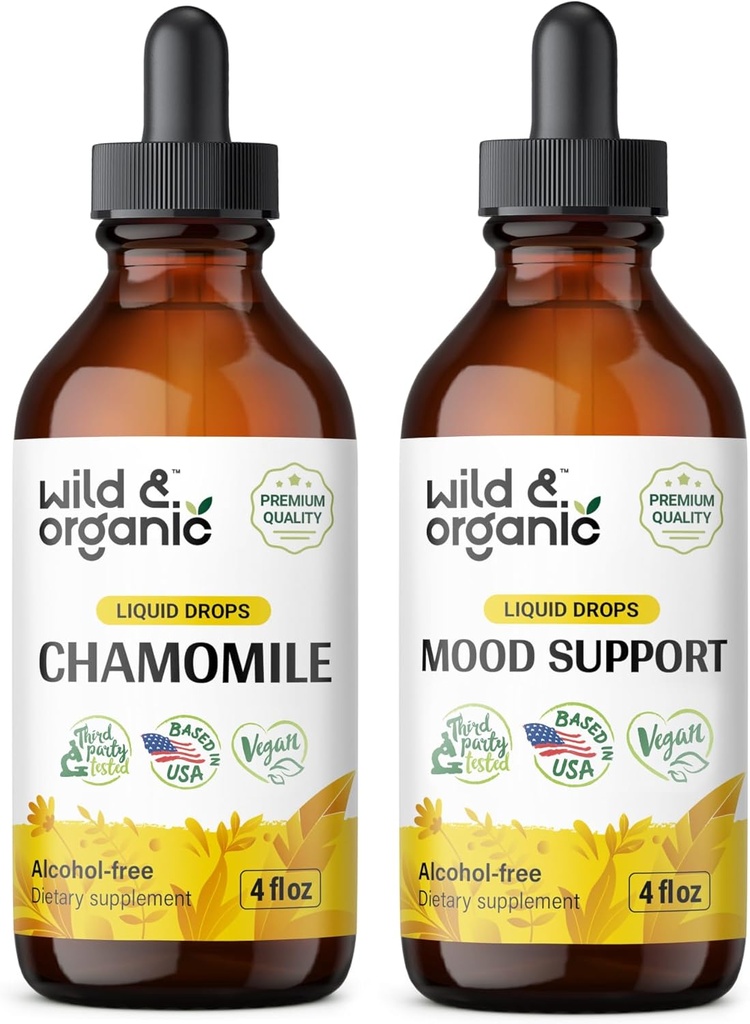 Savvaļas un organiskās kumelītes Tincture 4 fl oz & Mood Support Tincture 4 fl oz