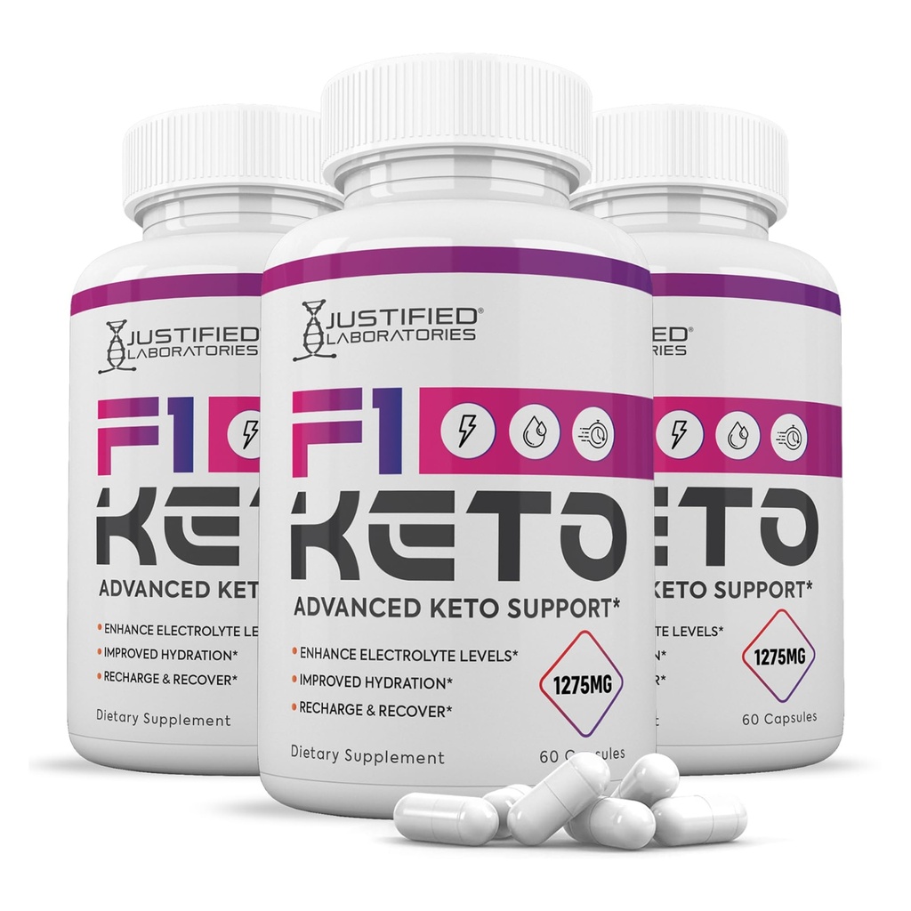 (3 Iepakojums) F1 Keto Tabletes 1275MG Jauna un uzlabota formula Satur Apple Sidra Etiķis Extra Virgin Olīveļļa Pulveris Zaļā tēja Leaf 180 Kapsulas