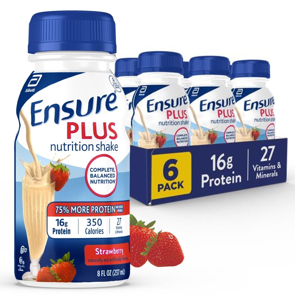 Nodrošināt Plus Strawberry Uzturs Sakratiet - Ēdienreizes aizvietotāju Sakratiet -- 16g olbaltumvielu un 27 vitamīnu un minerālvielu 8 fl oz - 6 iepakojumu