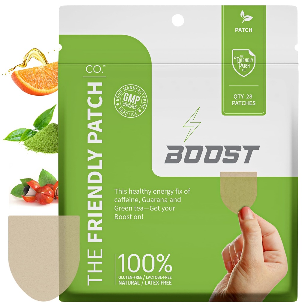 Draudzīgs patch Boost enerģijas patch - 28 dienu piegādes - enerģijas un fokusa Patches, kofeīns, Guarana - skaidrība & enerģija - augu powered, Focus - Wellness Patches