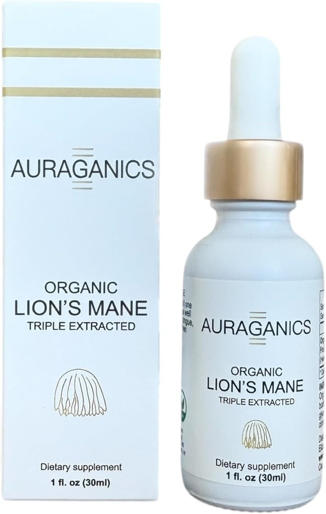 Organic Triple Extracted Lion's Mane Sēņu augļkopība Body Tincture - ASV Audzēt un sertificēts Organic izmantot Focus, Atmiņas un Garīgā skaidrība - 1 Mēnesis Piedāvājums - Cinnamon Flavor